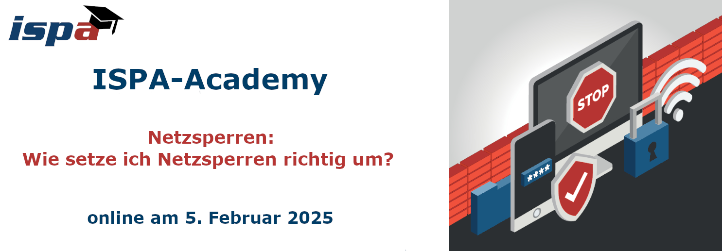 ISPA-Academy Netzsperren: Wie setze ich Netzsperren richtig um? online am 5. Februar 2025; Symbolbild: Laptop mit Stopschild auf dem Bildschirm